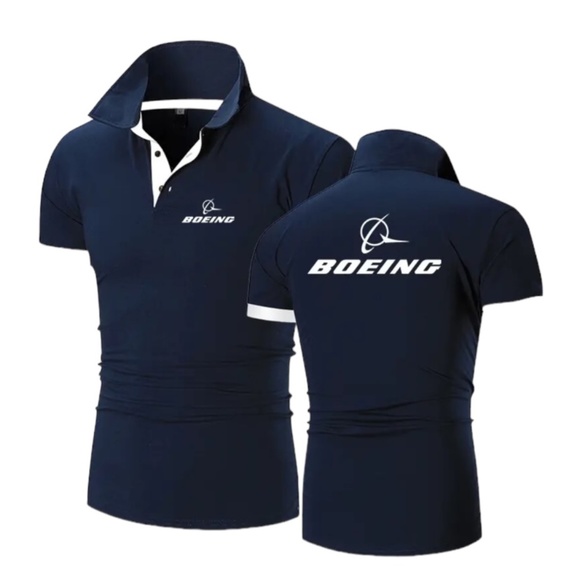 Other - Boeing men’s Navy Blue collared 3 buttons shirt size Large